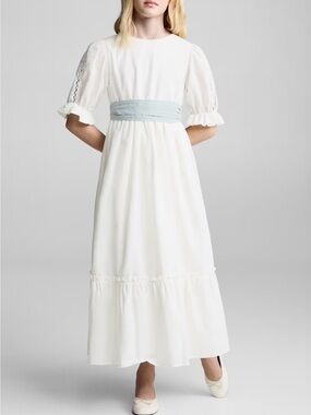 MANGO RUFFLED LINEN DRESS